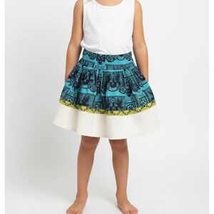 Magpie And Mabel Layered Tiered Patterned Skirt Bird Floral Trim Girls Size 6